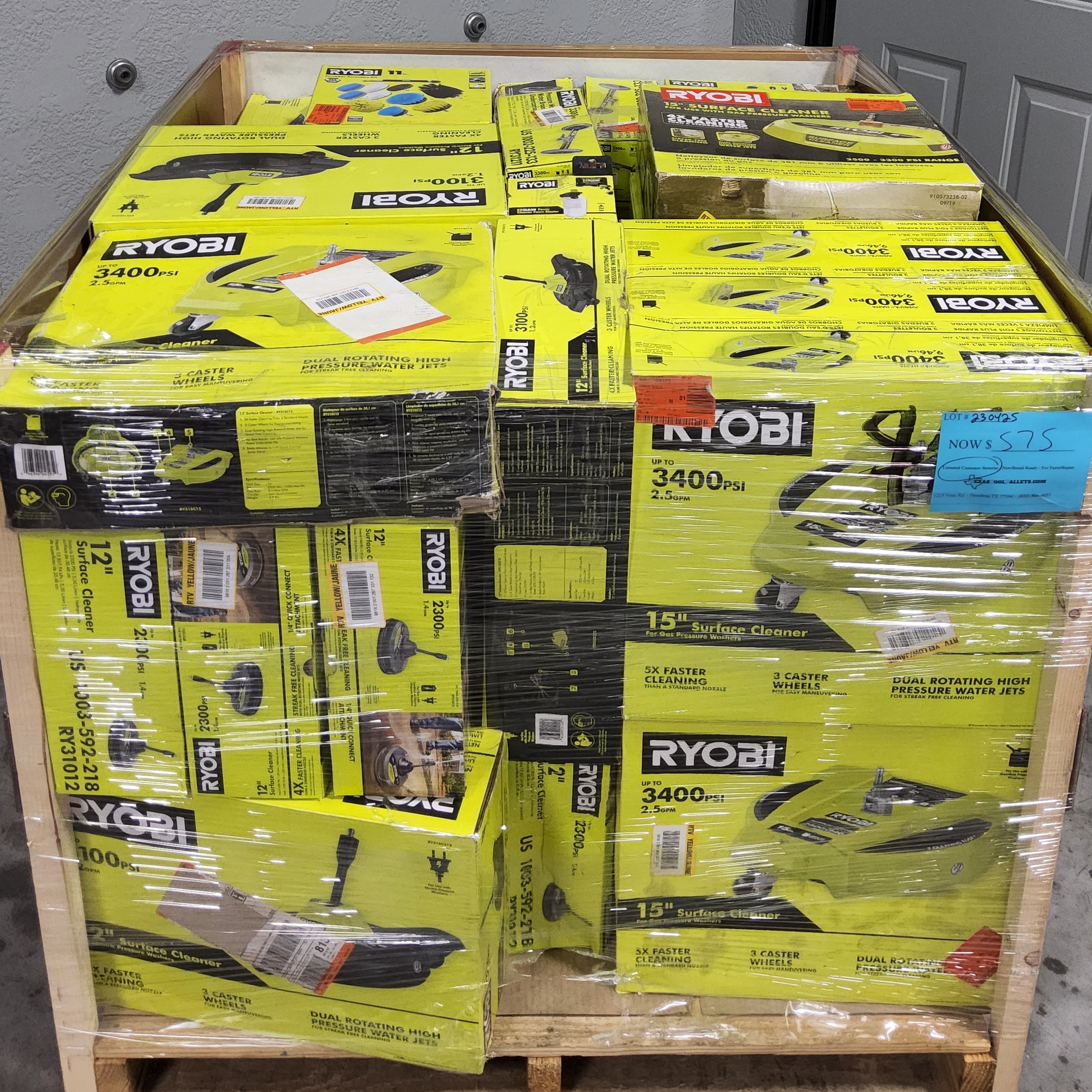 20250423_111906.jpg RYOBI SURFACE CLEANERS PALLET – LOT ID: 230425 – AS-IS Untested Customer Returns - Image 1